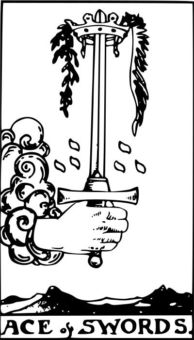 Ace of swords on a card