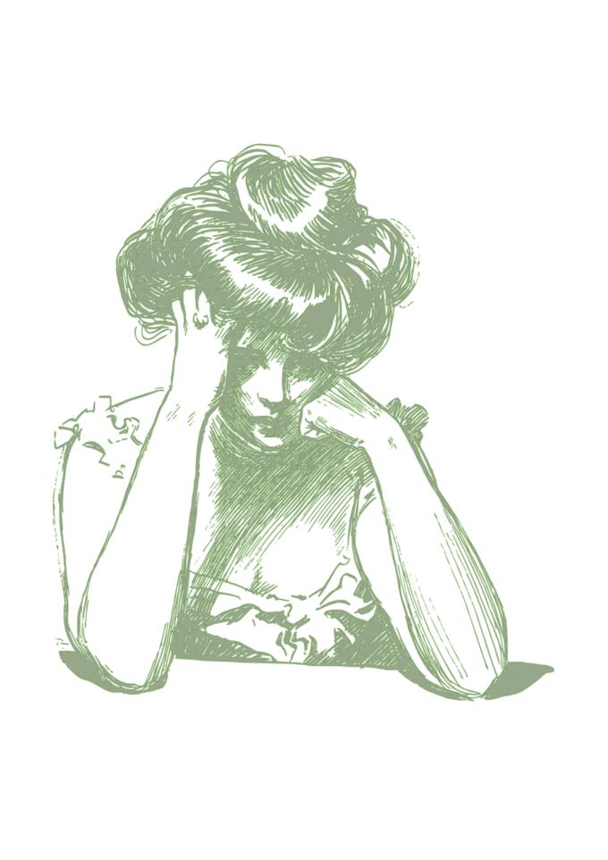 Worried vintage woman