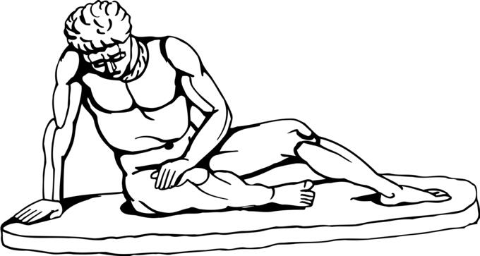 Defeated man in statue
