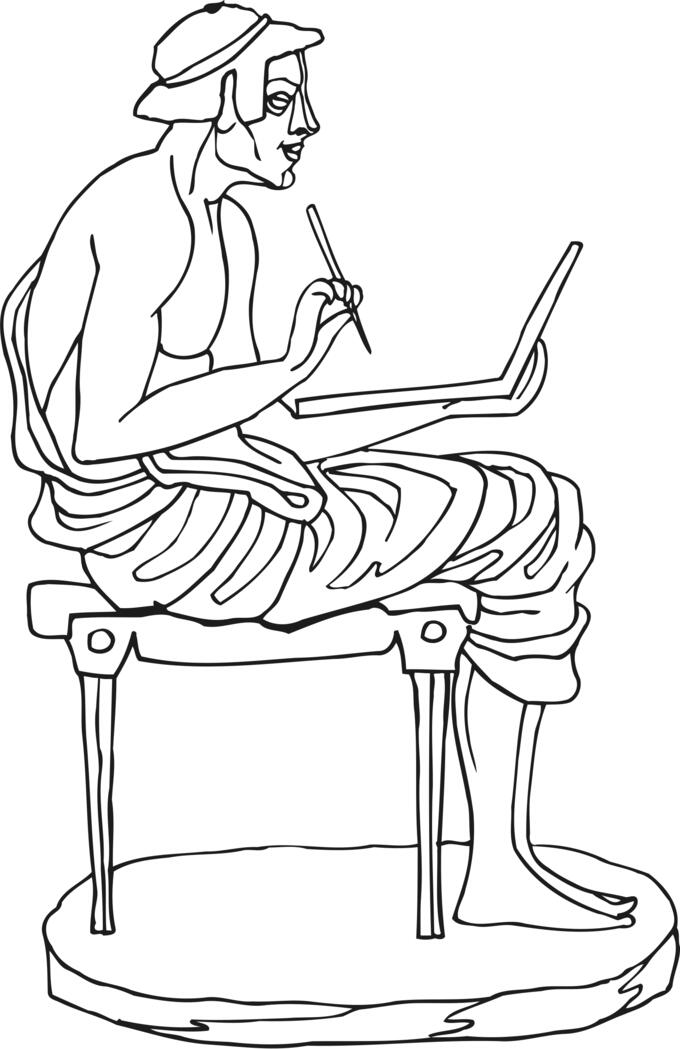 Writing man statue