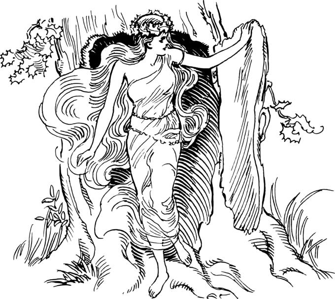 Dryad in forest