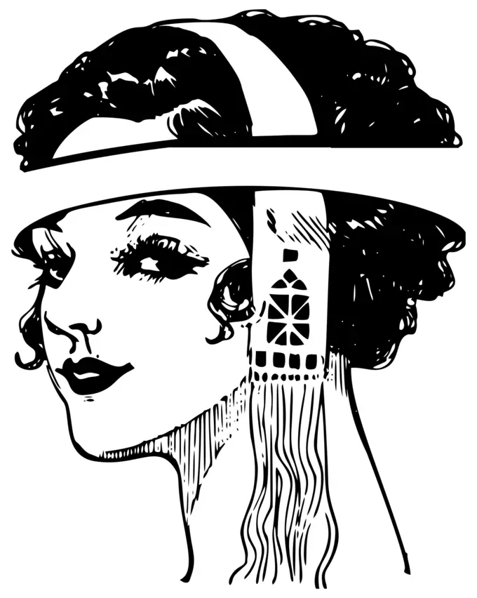 Vintage lady line art