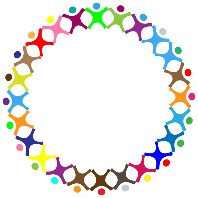 Abstract prismatic people circle