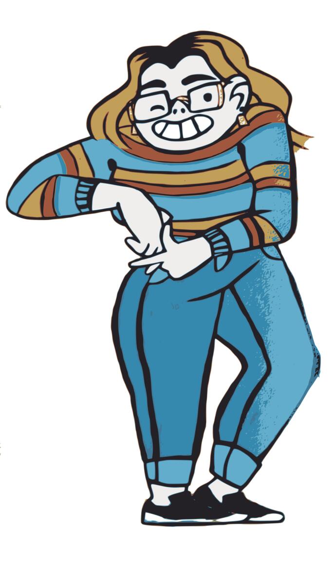 Lady grin cartoon image