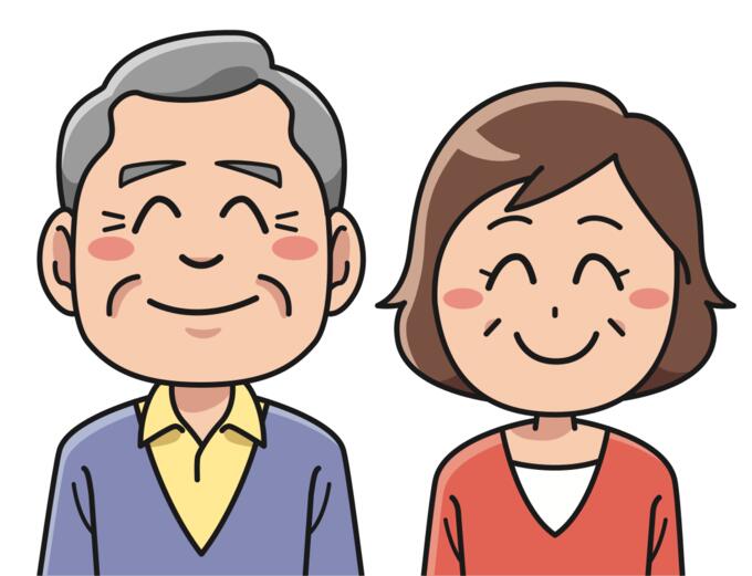 Smiling elderly couple