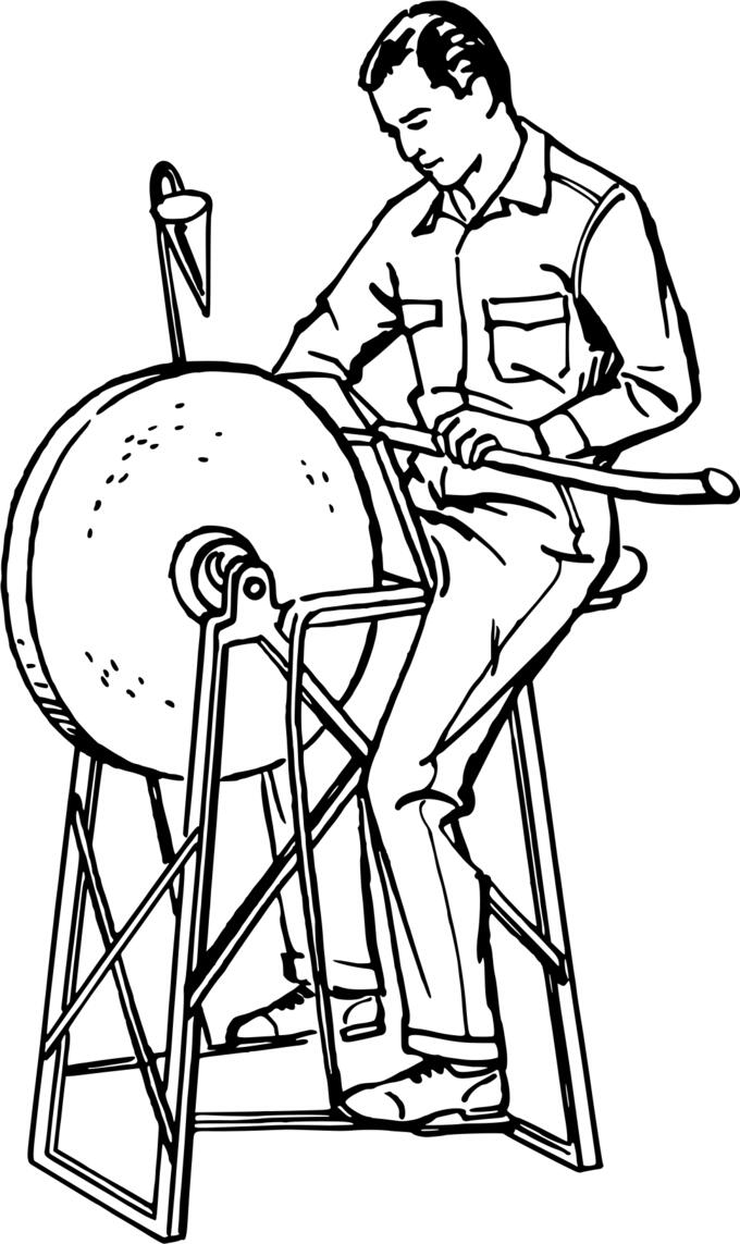 Man using grindstone
