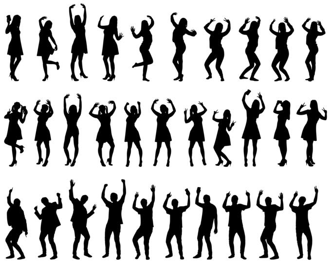 Happy people silhouette