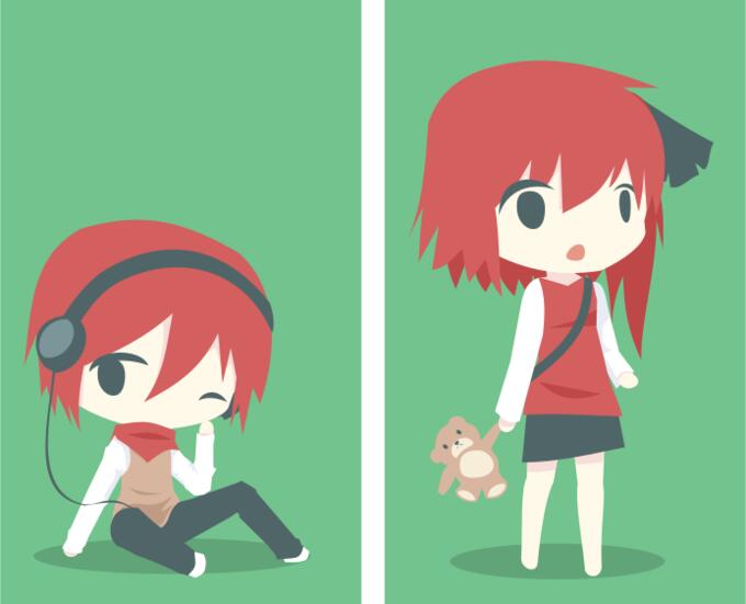 Animated red-haired children