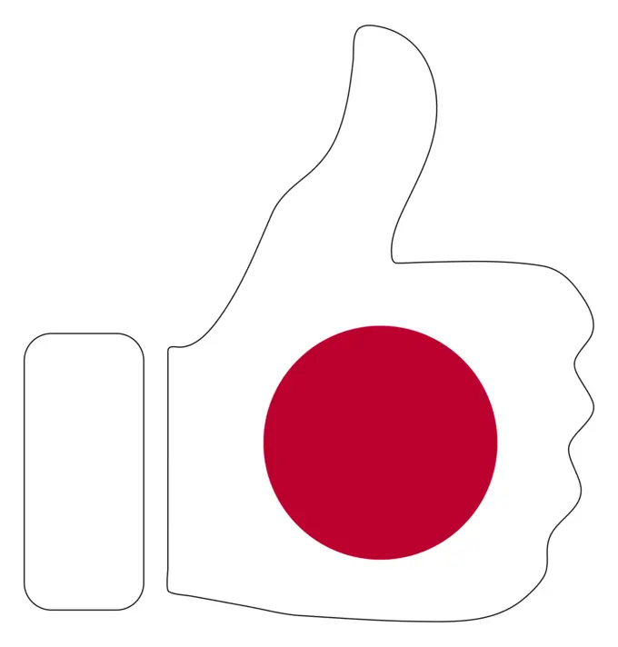 Japanese flag with hand approval