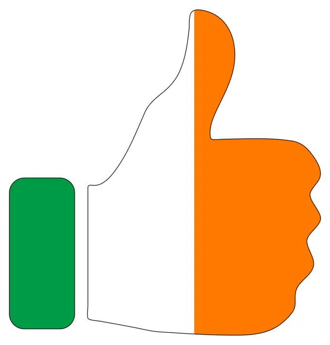 Thumbs up with Irish stroke