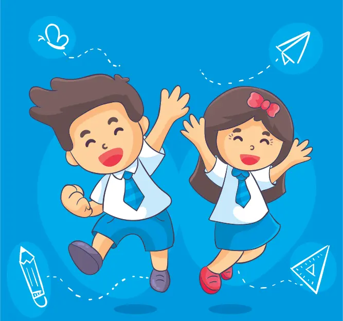 Cheerful schoolkids