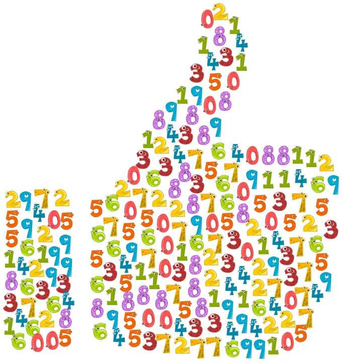 Thumb up with animal numbers