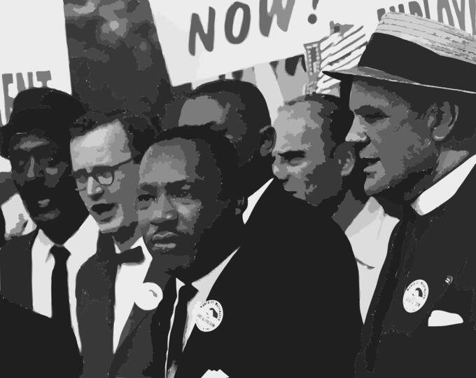 Martin Luther King with his men