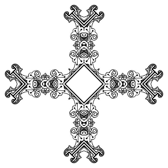 Cross with flowers and knots