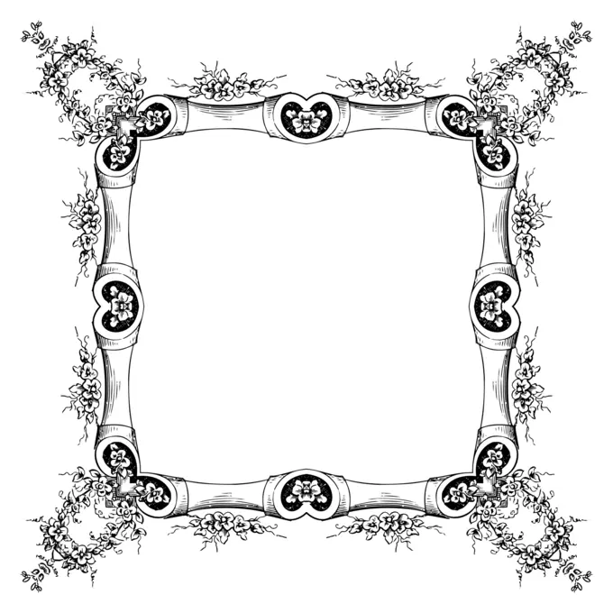 Bamboo frame with floral details