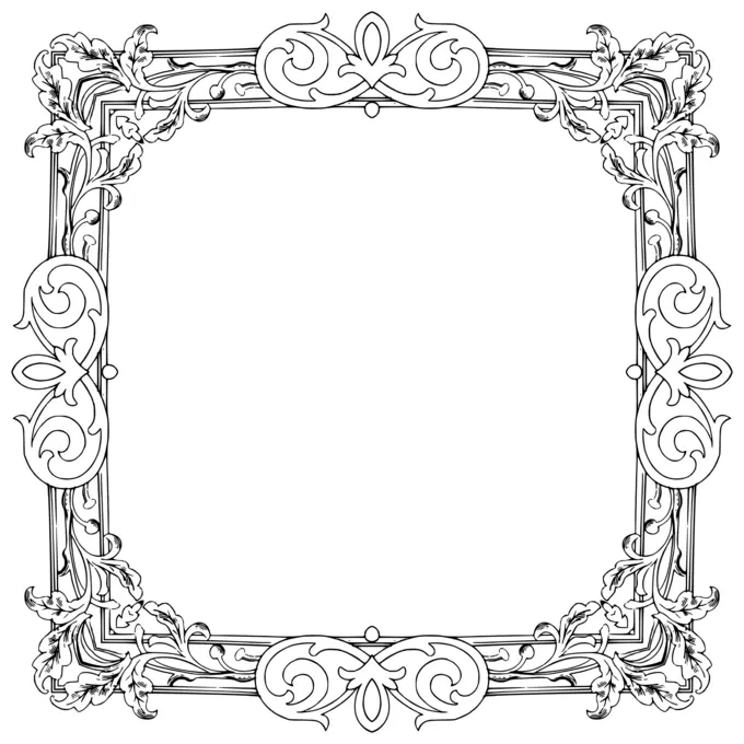Arty floral frame in black and white
