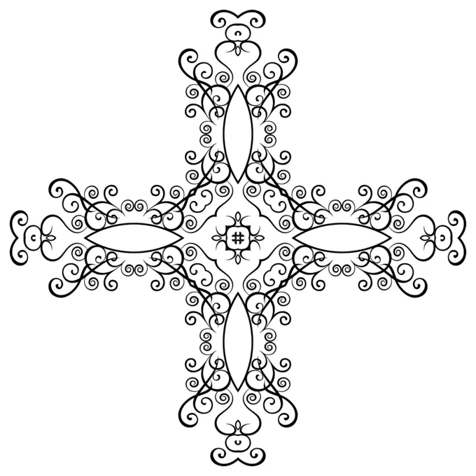 Cross with swirls