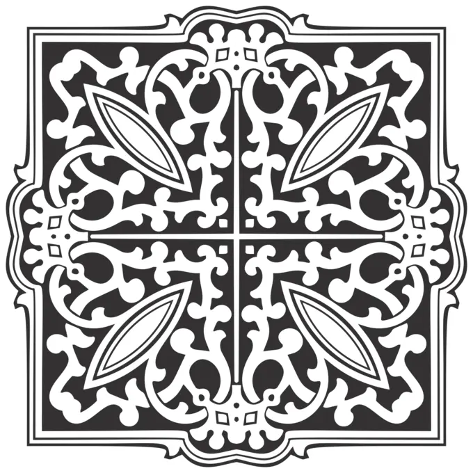 Ornamental panel in black and white