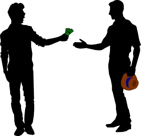 Lending money vector silhouette
