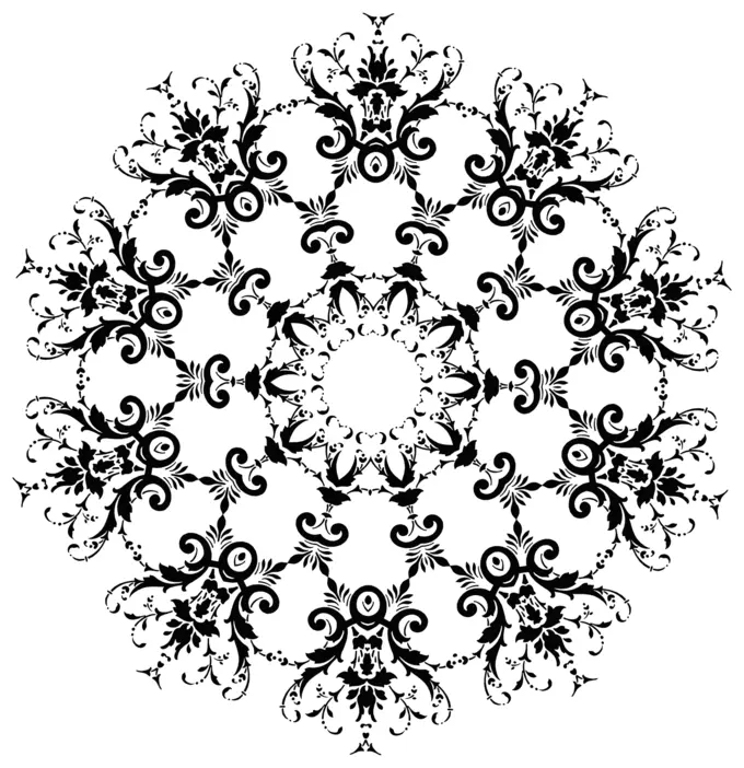 Round floral vector silhouette