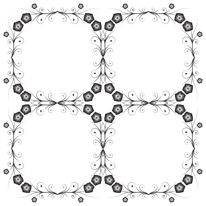 Floral frames vector silhouette
