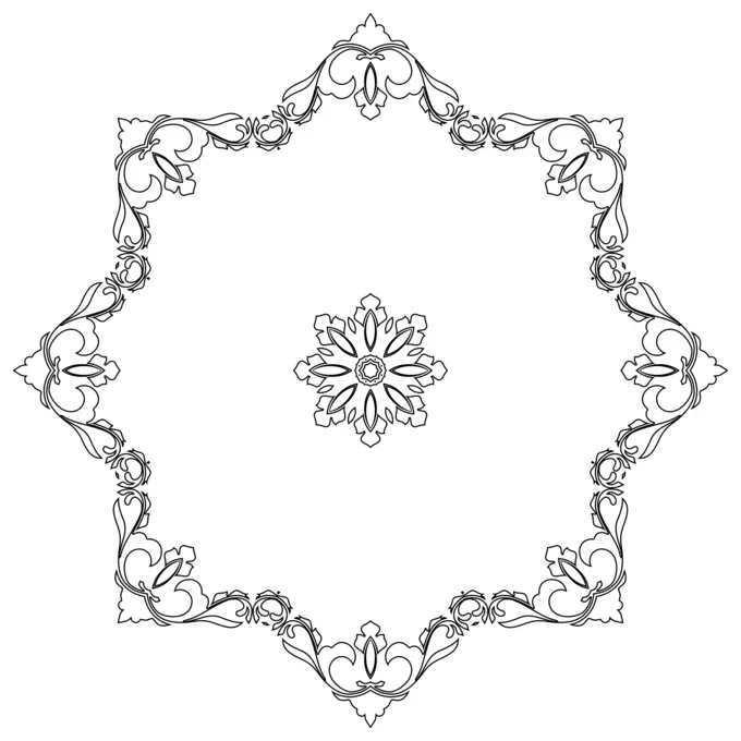 Leafy star in black and white