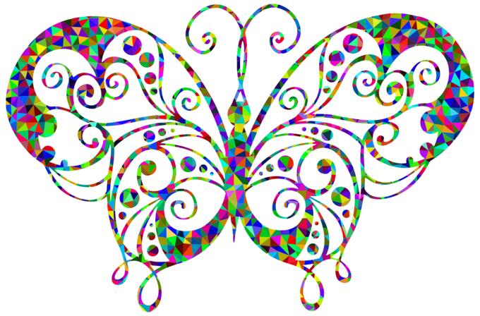 Prismatic flourish butterfly silhouette
