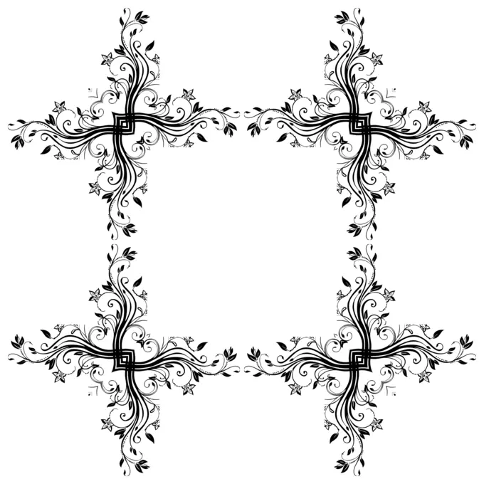 Flowery square frame vector image