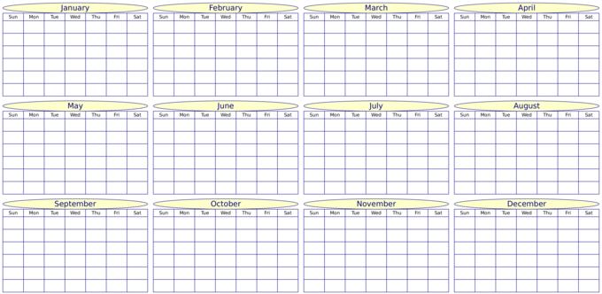 2018 Year/Month Calendar