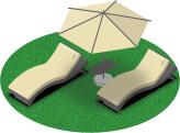 Sunbathing beds with a shade