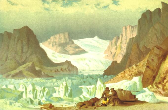 Arctic scene with freezing people