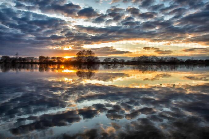 Stormy sky lake