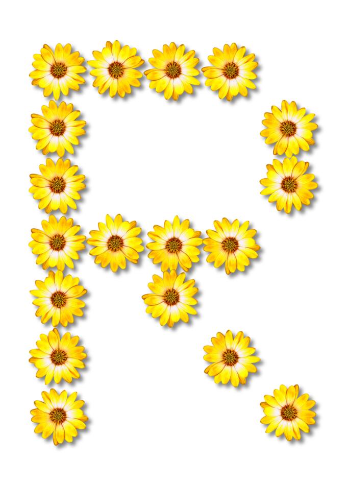 Letter R from flowers