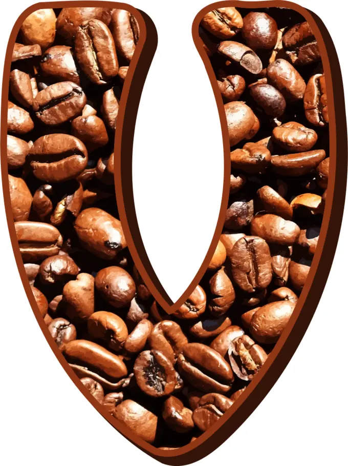 Letter V with coffee beans