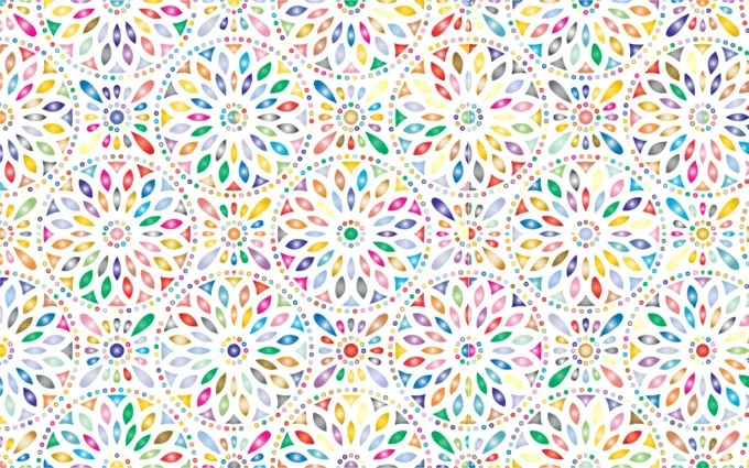 Prismatic flowery pattern with white background