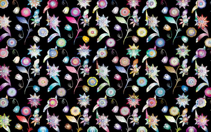 Prismatic flowers and black bacground