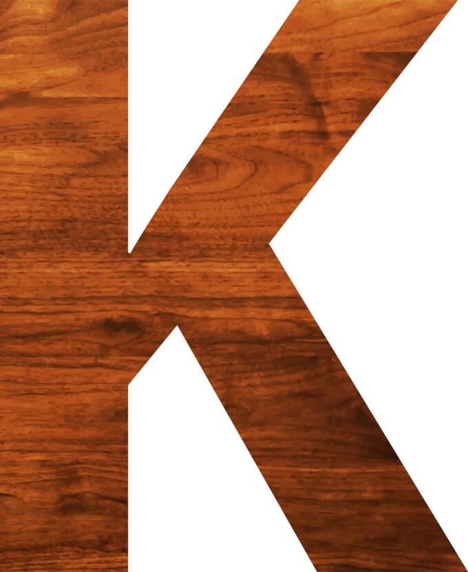 Wood texture alphabet K