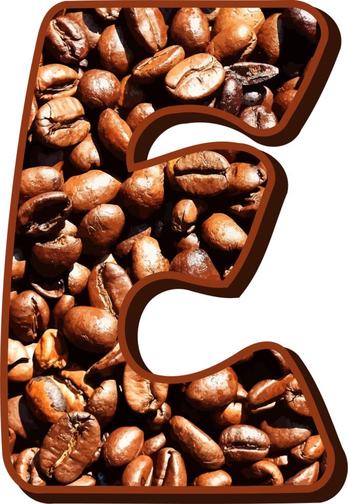 Coffee beans typography E