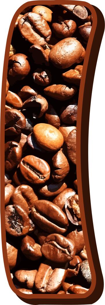 I letter with coffee