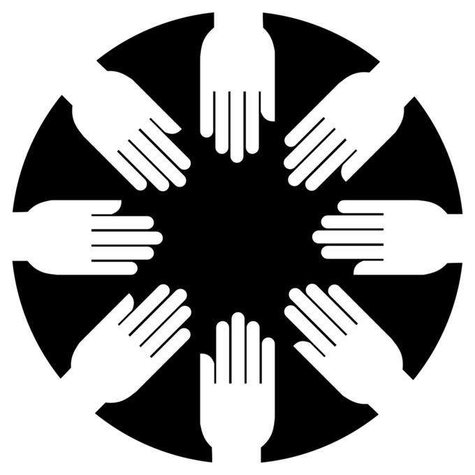 Cooperation hands in black and white