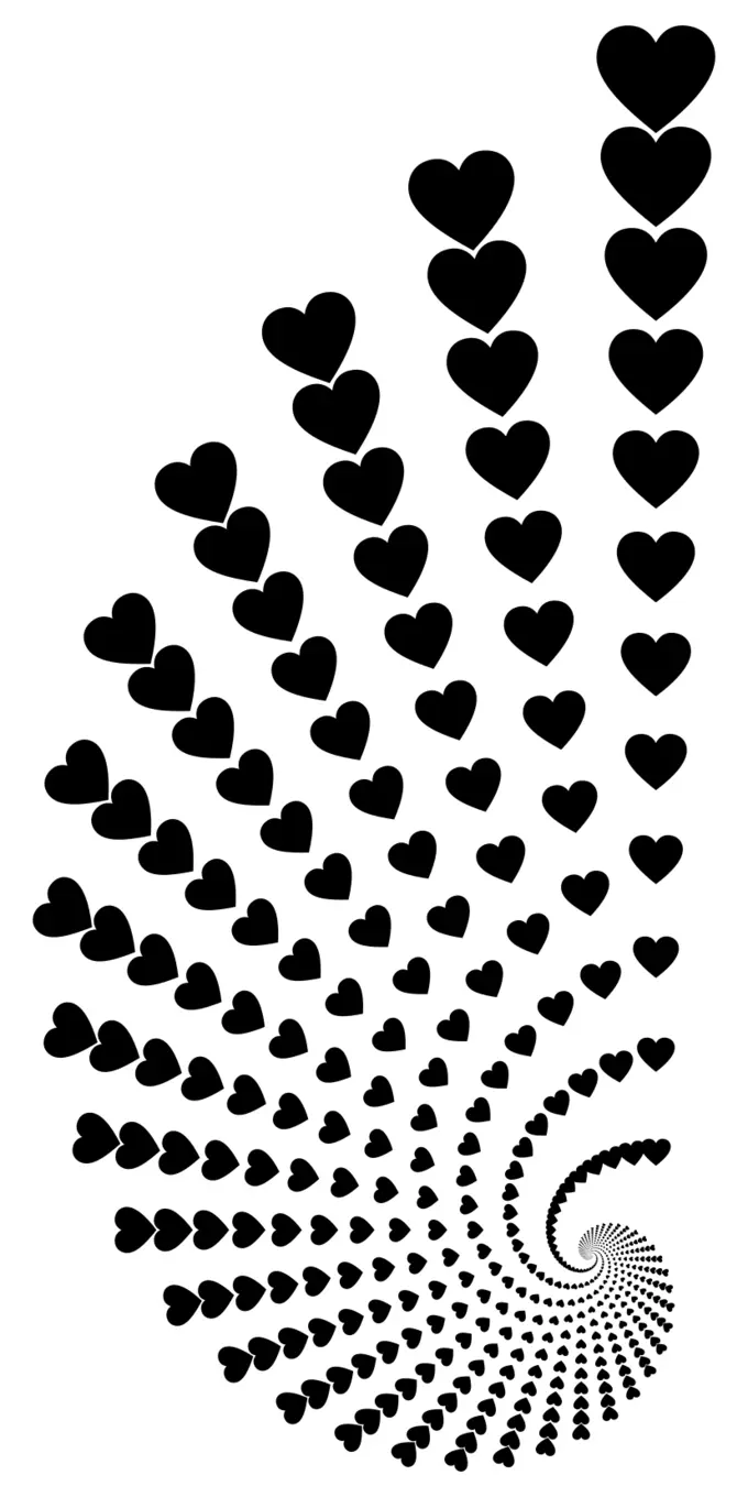 Hearts swirl design silhouette