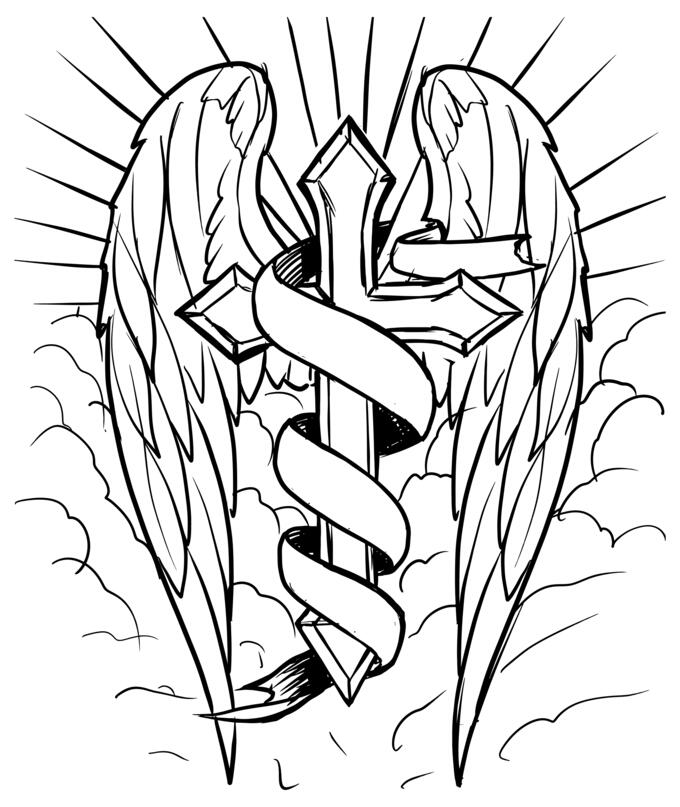 Cross with wings