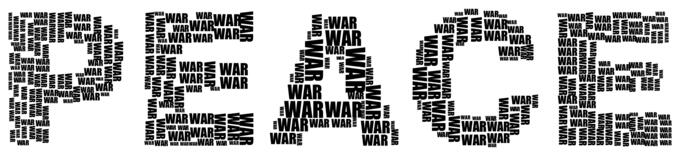 Black silhouette of ''war and peace'' words