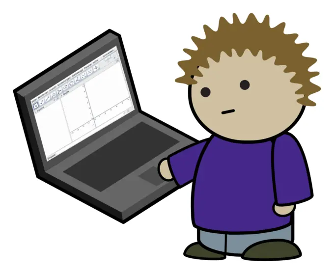 Kid with math on laptop