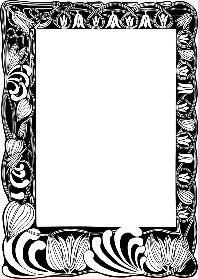 Floral frame in black and white