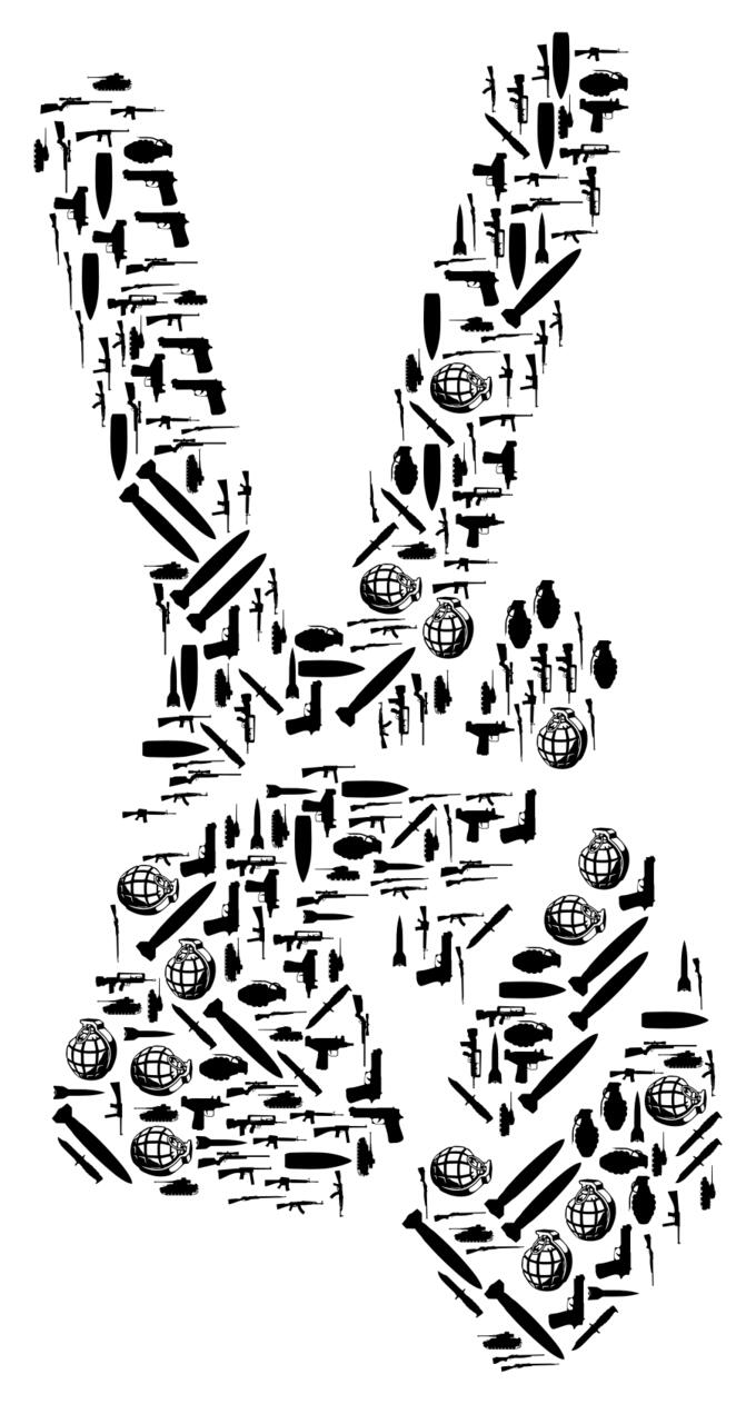 Peace symbol with deathly weapon