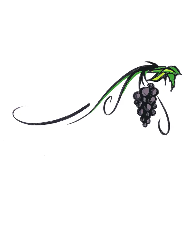 Grapes with decorative vines