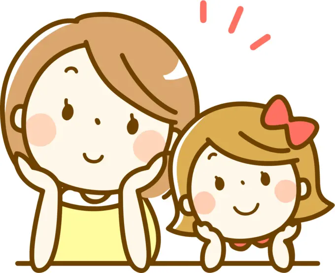 Mother and daughter vector drawing