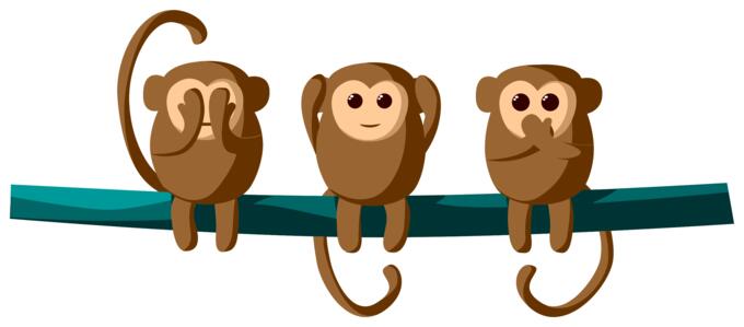 Three cartoon monkeys