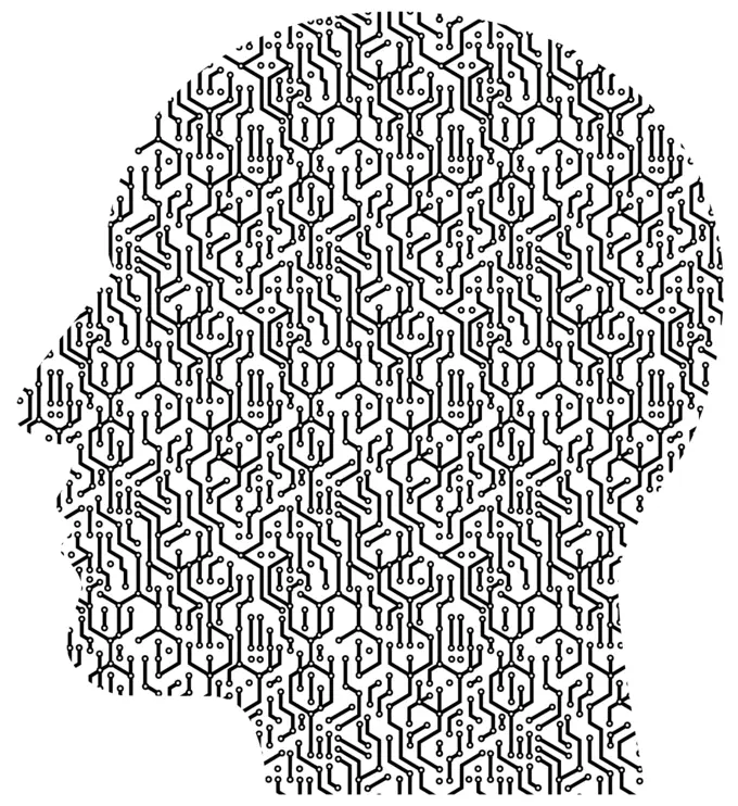 Cyber head vector silhouette